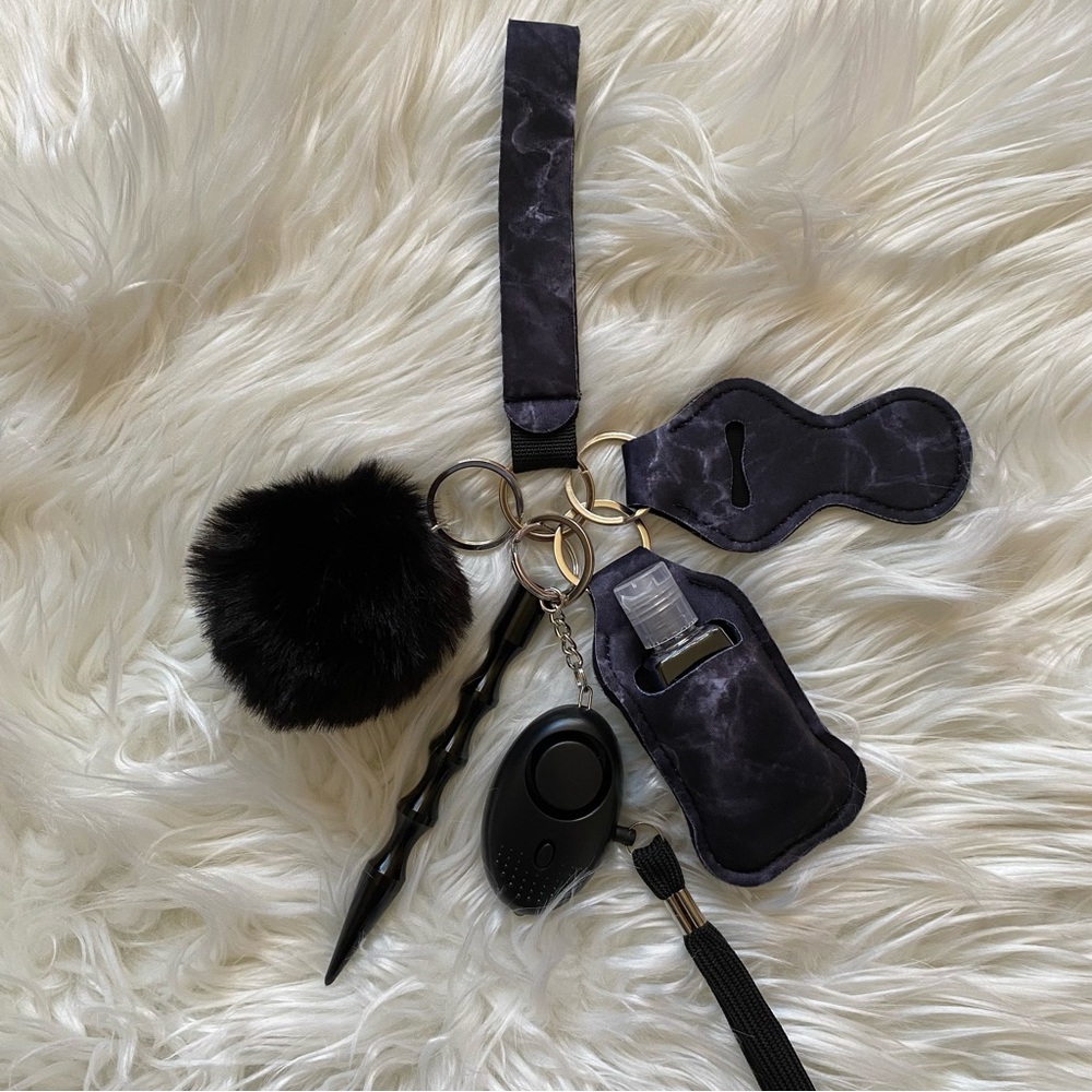 NEW Safety Keychain Wristlet Marble black
